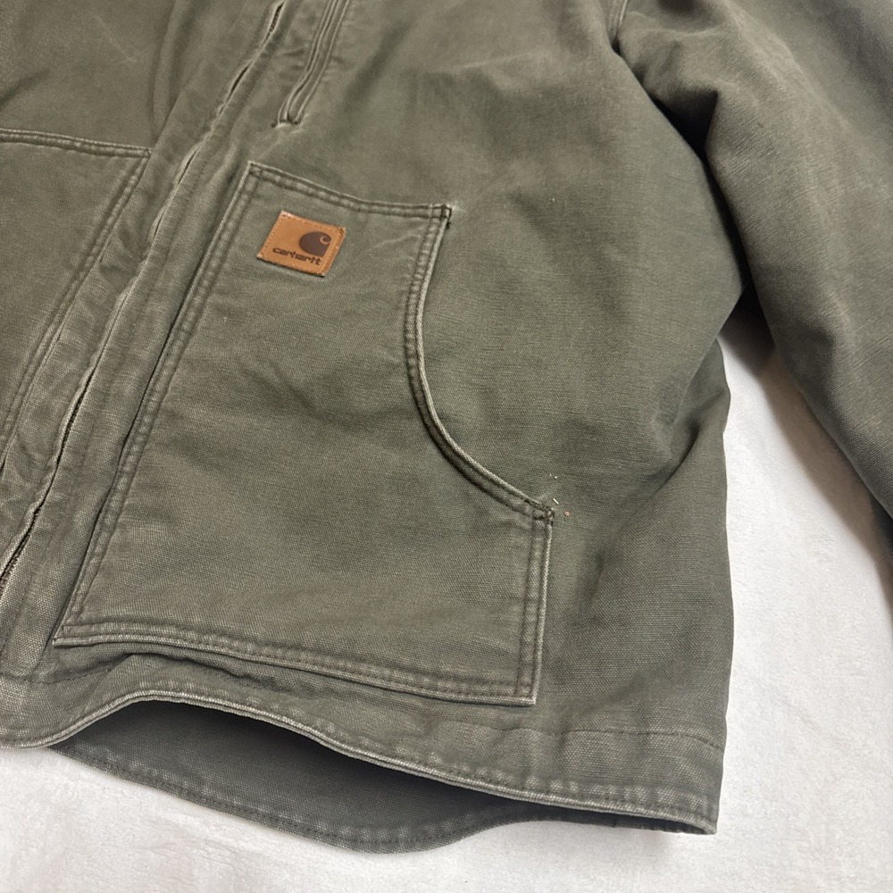 Vintage Carhartt Sherpa Jacket‎ C61 ARG Size 2XL Army Green - Picture 2 of 16